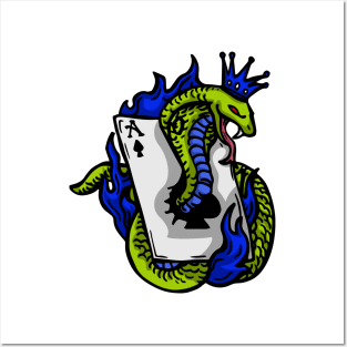 Snake Cobra Fire Green Blue Posters and Art